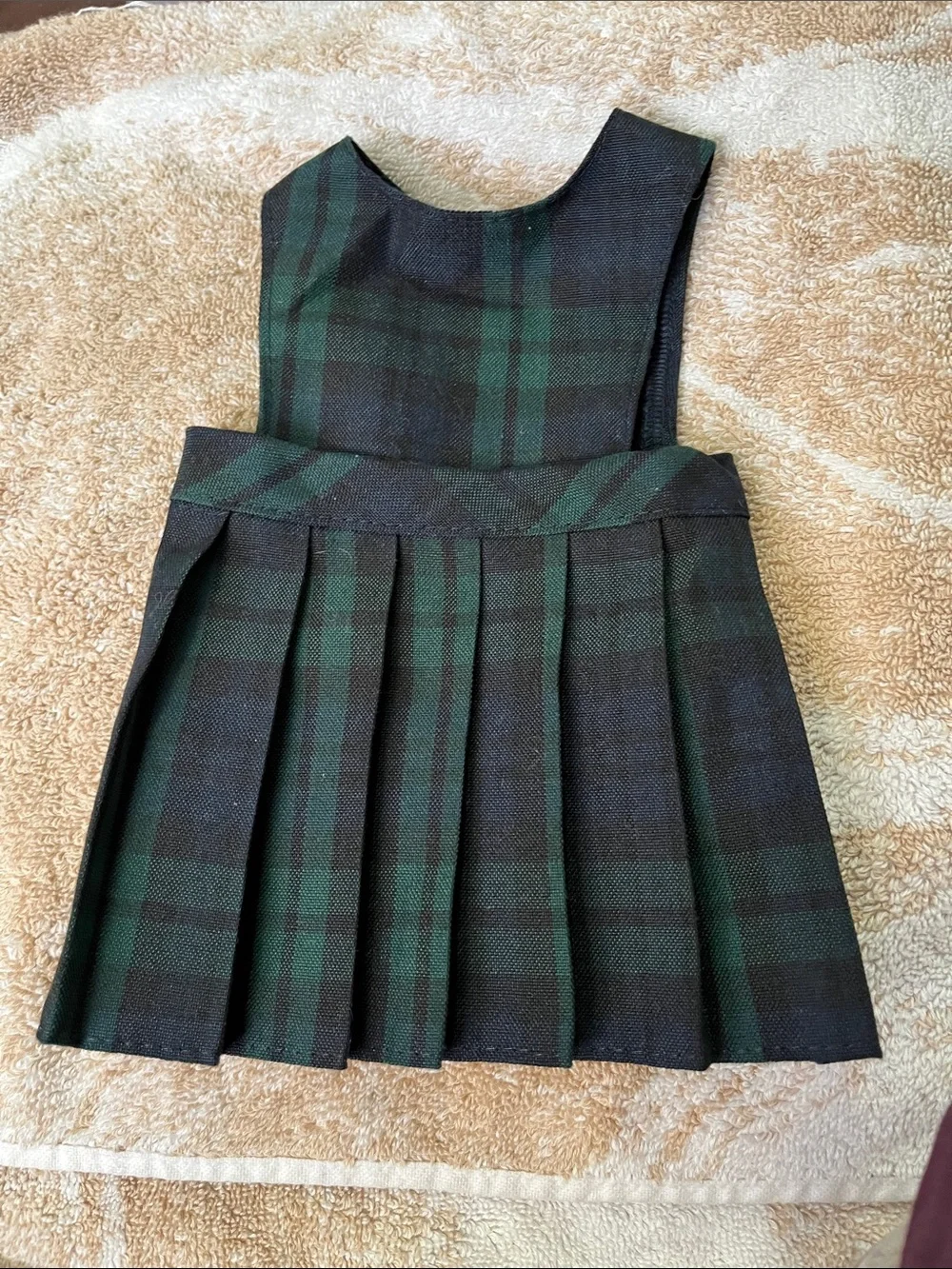 Vintage Green and Black Plaid Pleated Doll Jumper